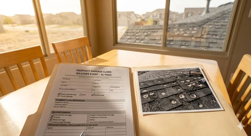 Property damage insurance claim form for El Paso weather event